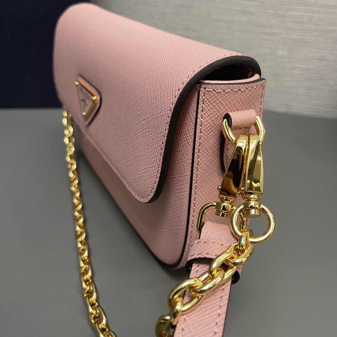 Prada Mini Saffiano Leather Shoulder Bag Handbag Pink 1BD356